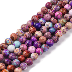 Dyed Natural Regalite/Imperial Jasper/Sea Sediment Jasper Beads Strands, Round, 6mm, approx 30pcs per strand