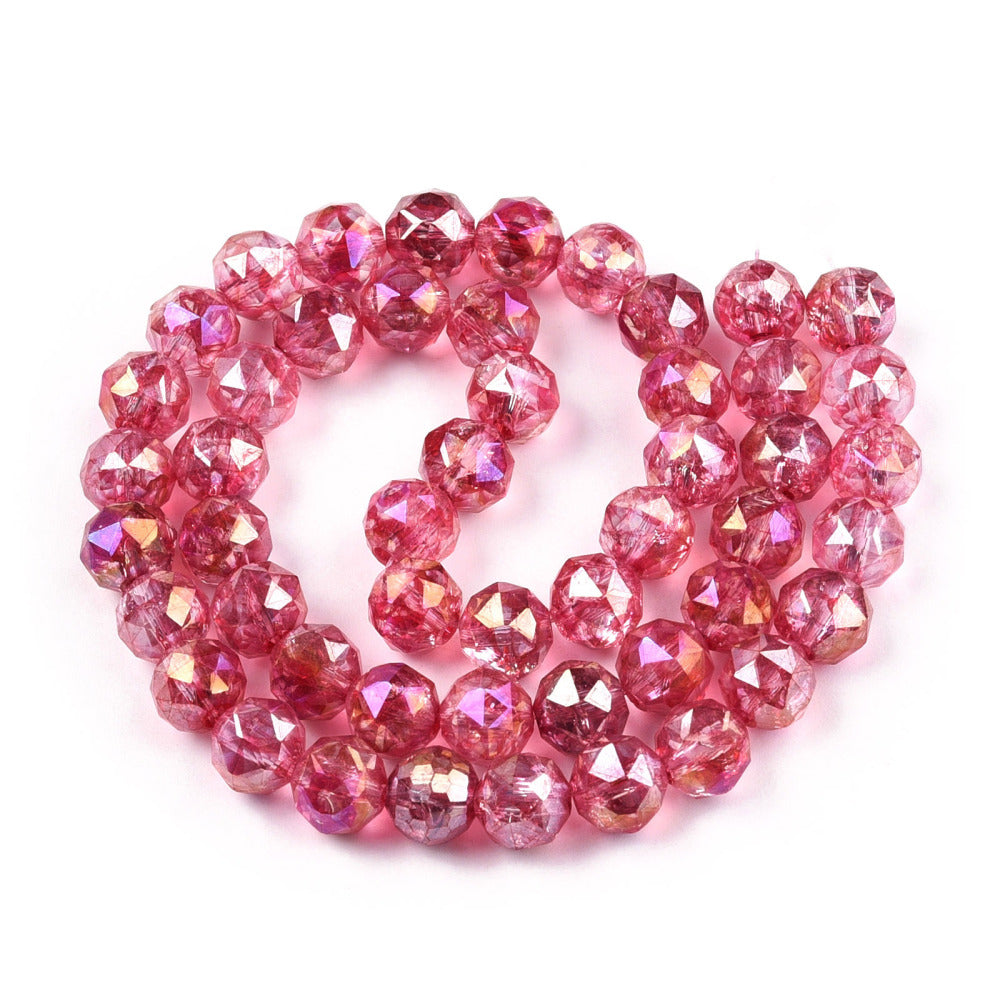 Transparent Electroplate Glass Beads Strands - AB Color Plated - Faceted - Round - 8x7.5mm