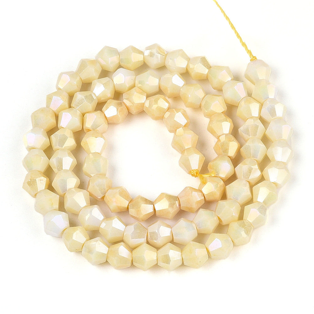 6mm Anti-Tarnish Electroplate Bicone Glass Beads Strands - Imitation Gemstone.