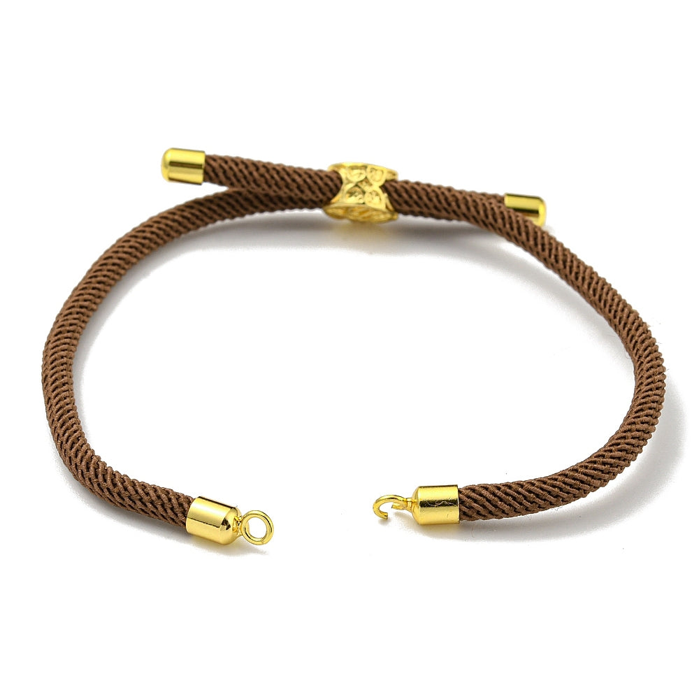 Adjustable Bracelet Making Nylon Cord with Gold Plated Brass Tree of Life Sliding Stopper Bead