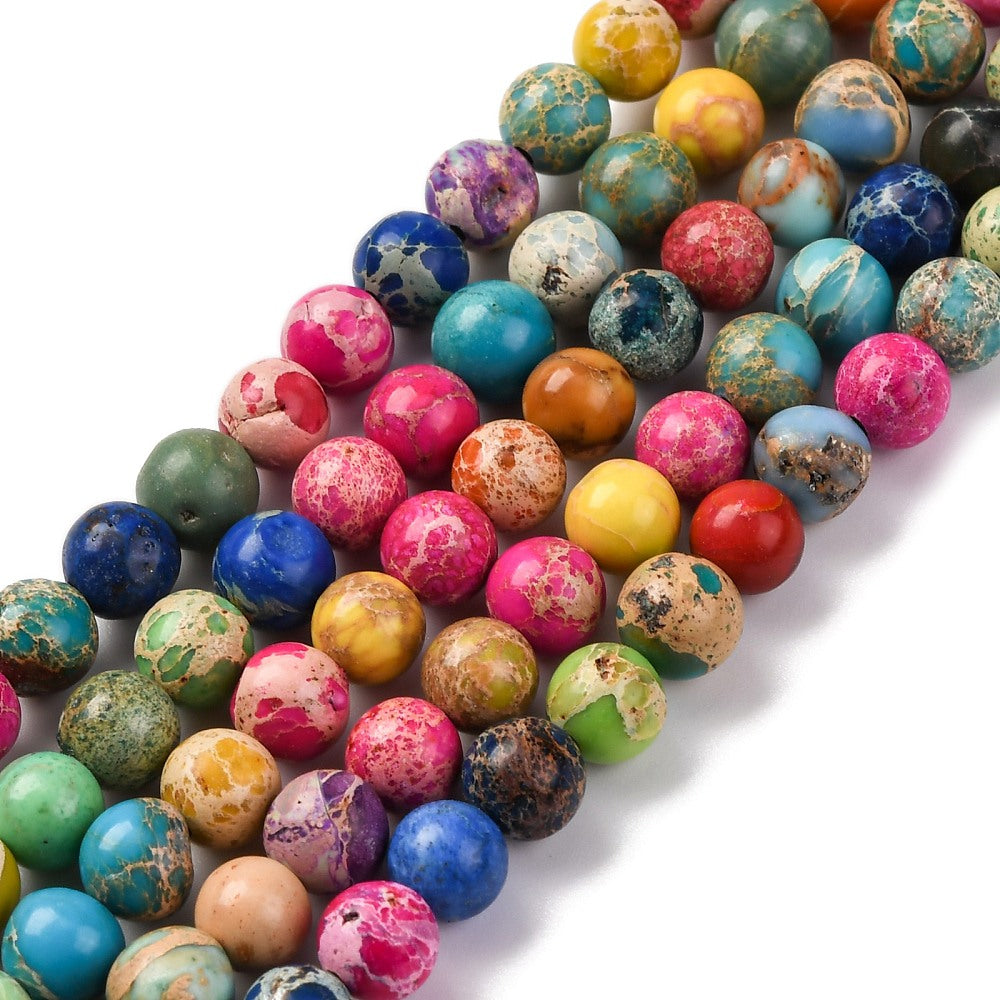 Dyed Natural Regalite/Imperial Jasper/Sea Sediment Jasper Beads Strands, Round, 6mm, approx 30pcs per strand