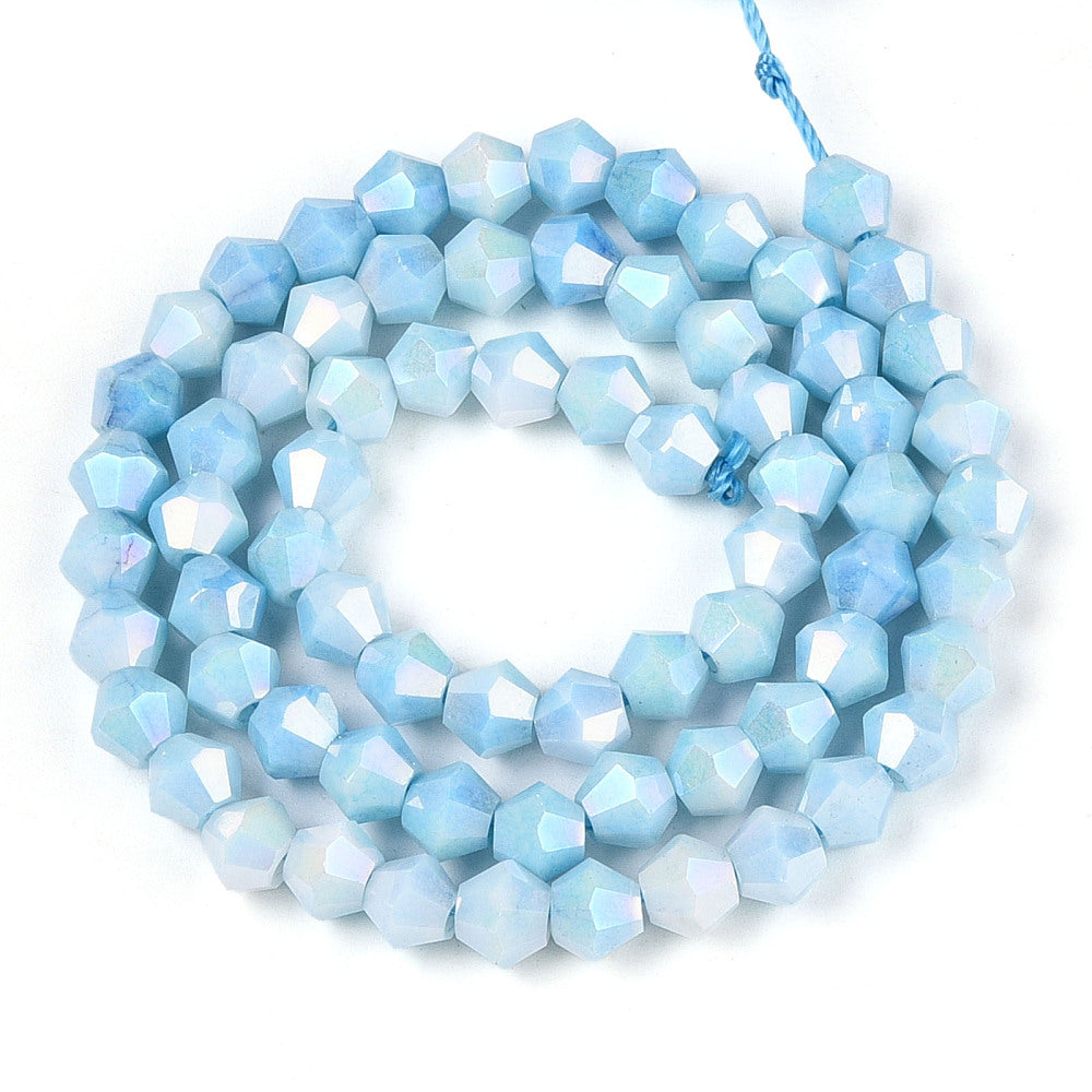 6mm Anti-Tarnish Electroplate Bicone Glass Beads Strands - Imitation Gemstone.