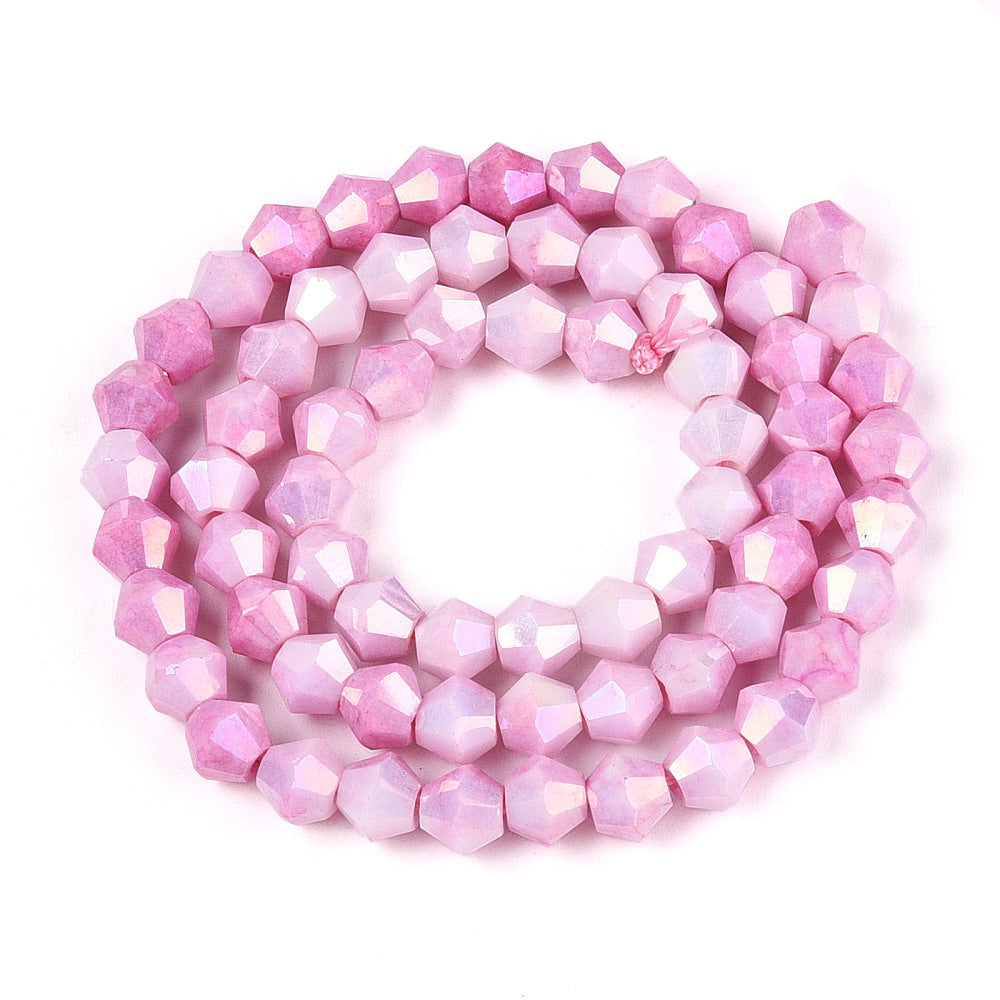 6mm Anti-Tarnish Electroplate Bicone Glass Beads Strands - Imitation Gemstone.