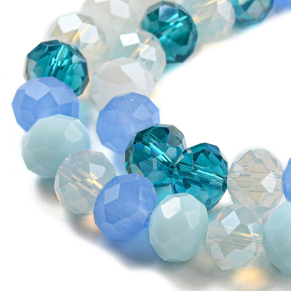 Glass Beads Strands, Faceted, Rondelle, 8x6mm, approx 68pcs per strand
