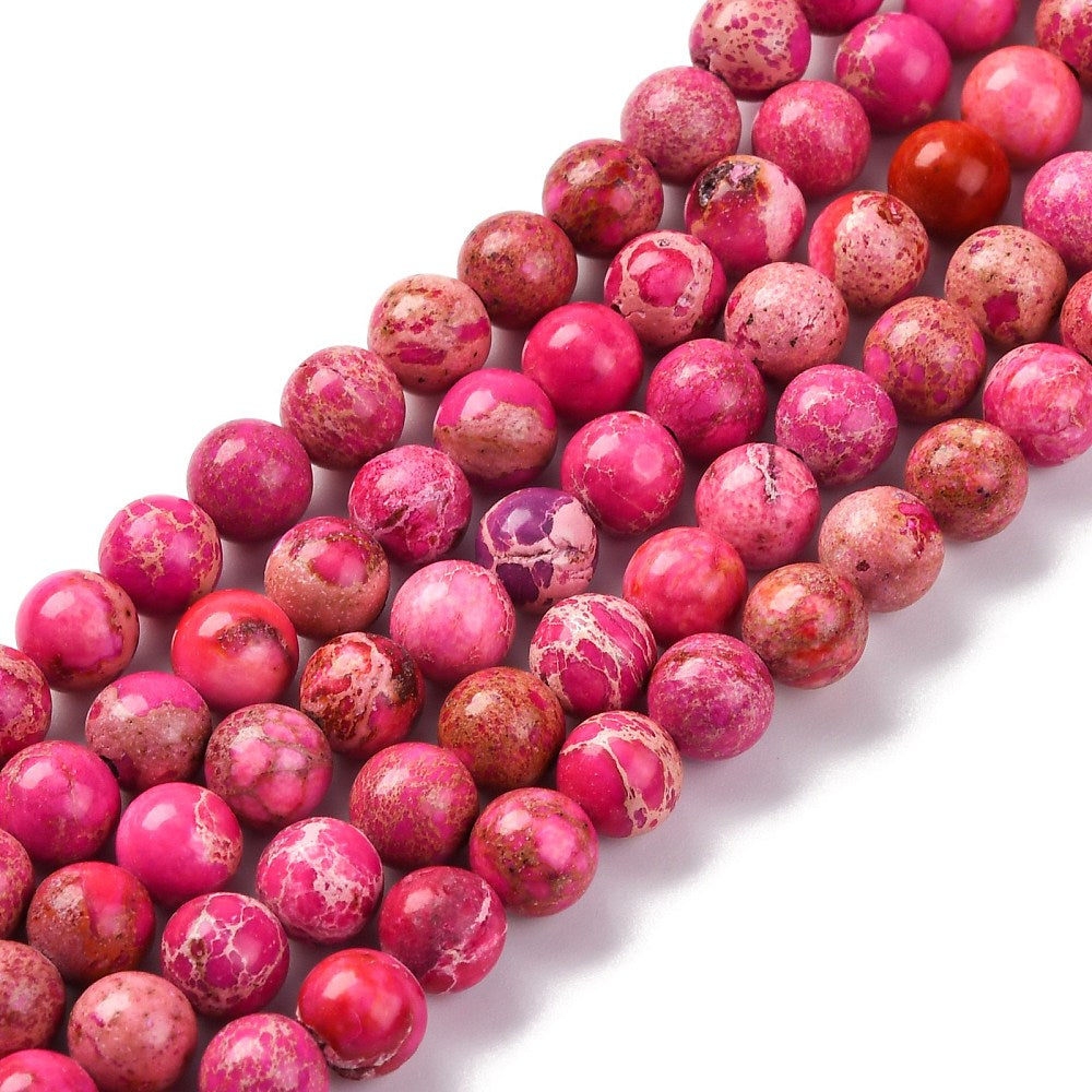 Dyed Natural Regalite/Imperial Jasper/Sea Sediment Jasper Beads Strands, Round, 6mm, approx 30pcs per strand