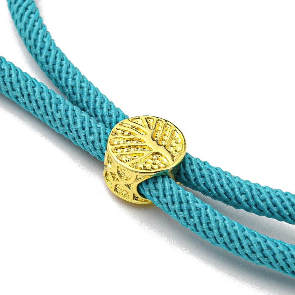 Adjustable Bracelet Making Nylon Cord with Gold Plated Brass Tree of Life Sliding Stopper Bead