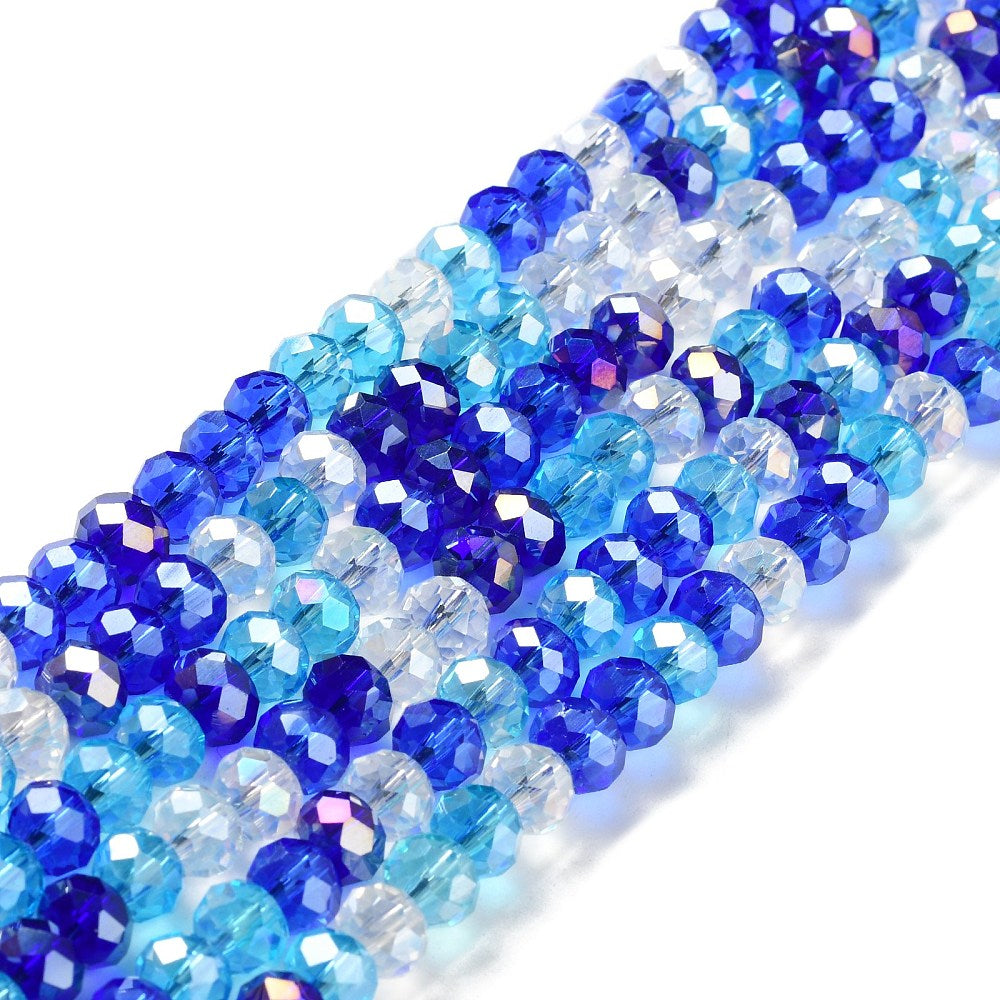 Glass Beads Strands, Faceted, Rondelle, 8x6mm, approx 68pcs per strand