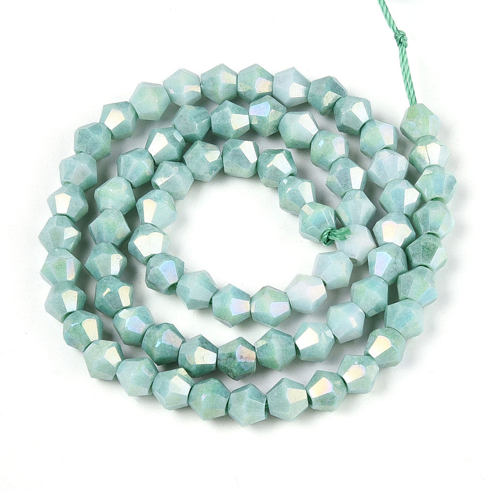 6mm Anti-Tarnish Electroplate Bicone Glass Beads Strands - Imitation Gemstone.