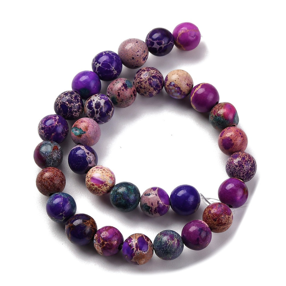 Dyed Natural Regalite/Imperial Jasper/Sea Sediment Jasper Beads Strands, Round, 6mm, approx 30pcs per strand