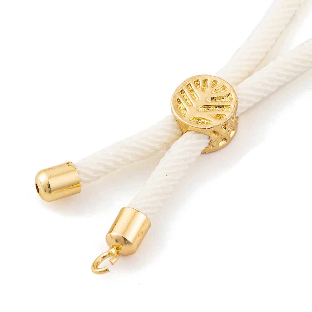 Adjustable Bracelet Making Nylon Cord with Gold Plated Brass Tree of Life Sliding Stopper Bead