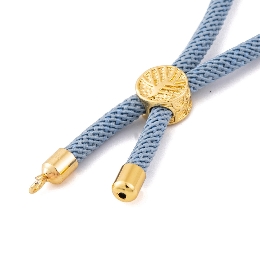 Adjustable Bracelet Making Nylon Cord with Gold Plated Brass Tree of Life Sliding Stopper Bead