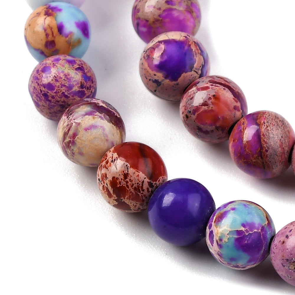 Dyed Natural Regalite/Imperial Jasper/Sea Sediment Jasper Beads Strands, Round, 6mm, approx 30pcs per strand