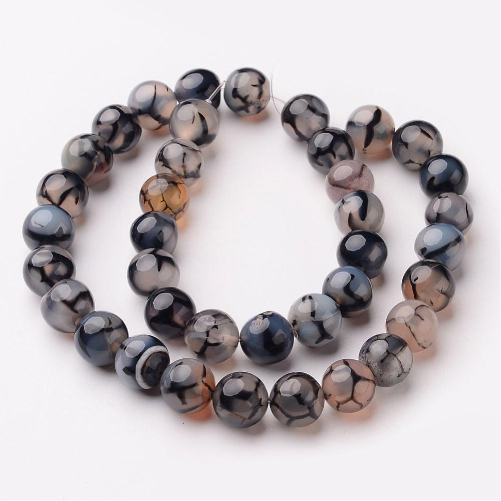 Natural Dragons Vein Agate Bead strands - 10mm