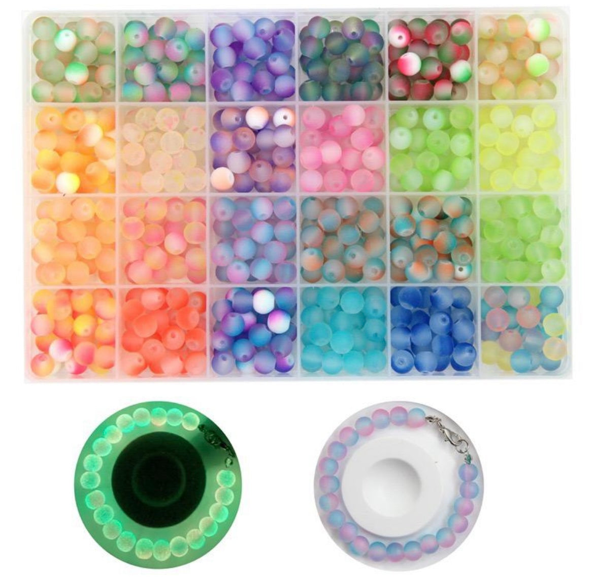 Lumi Box - 8mm frosted glass beads - approx 600pcs