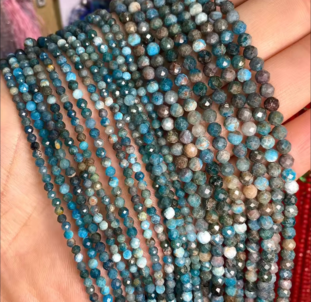 Natural Apatite Beads Faceted - 3mm strands - approx 120pcs