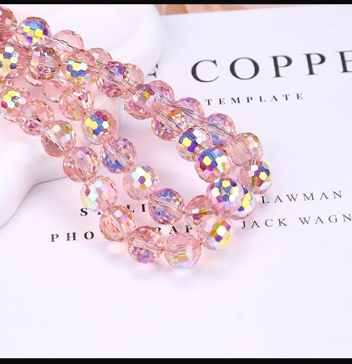 10mm Electroplated Faceted Glass Bead strands