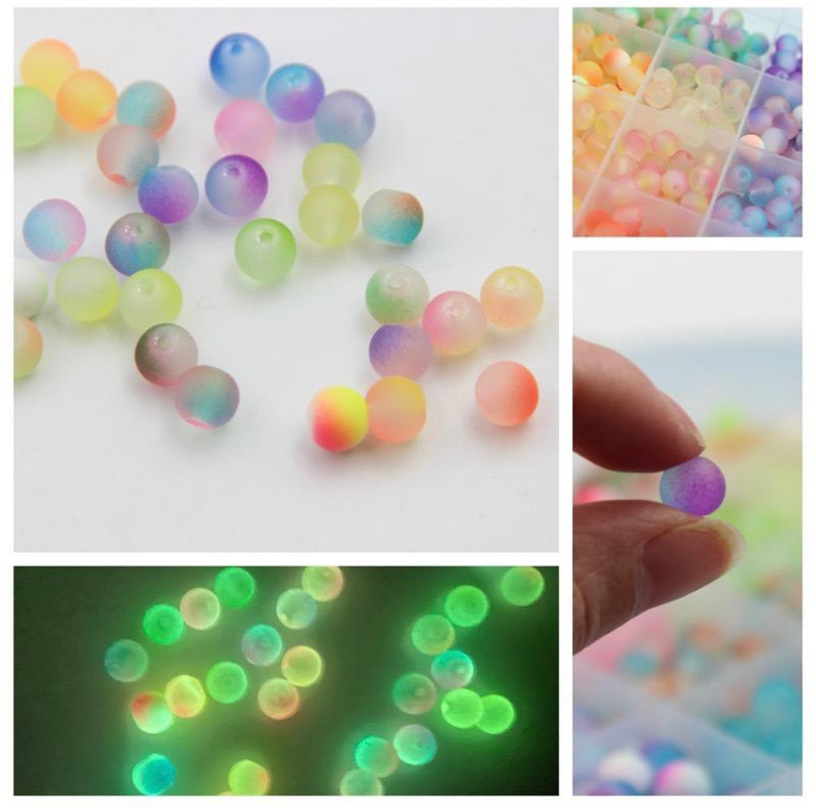 Lumi Box - 8mm frosted glass beads - approx 600pcs