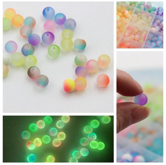 Lumi Box - 8mm frosted glass beads - approx 600pcs