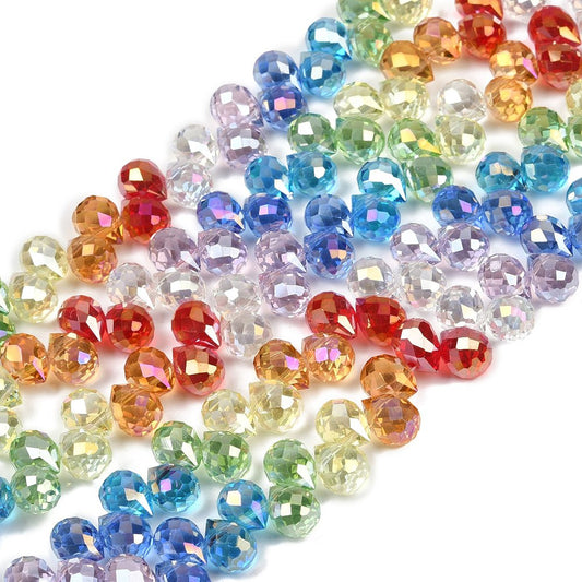Glass (crystal glass) 8mm teardrop Faceted Beads (pack of 15pcs)