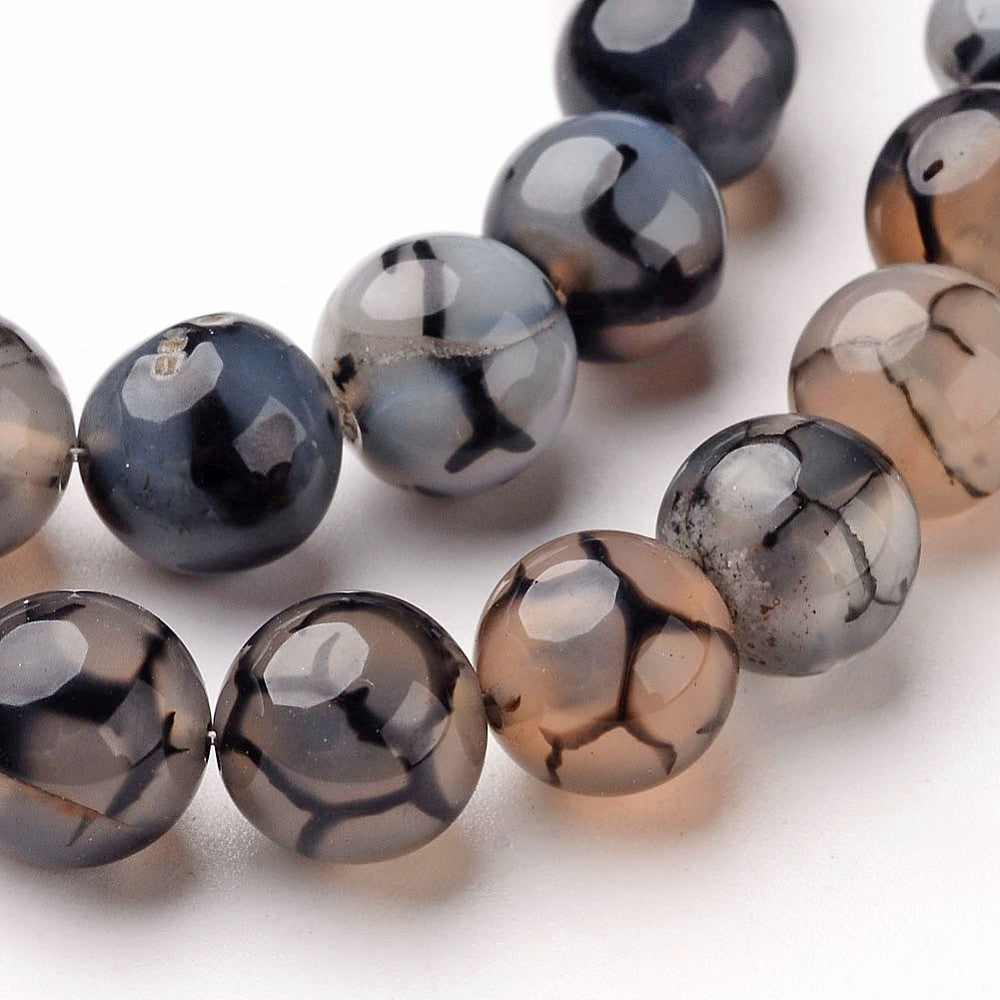 Natural Dragons Vein Agate Bead Strands - 8mm