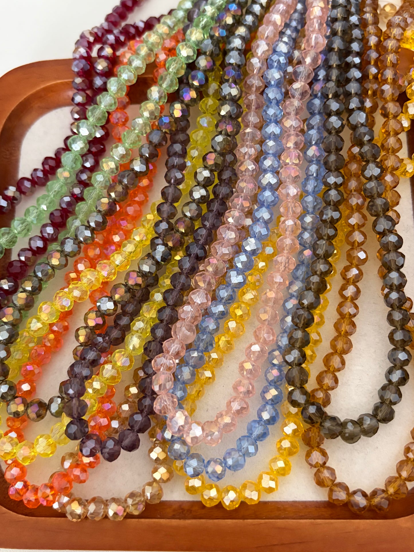 Electroplate Glass Beads - AB Color Plated - Faceted Rondelle- 6x4mm - approx 85pcs per strand