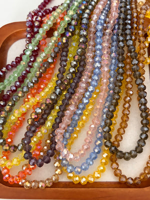 Electroplate Glass Beads - AB Color Plated - Faceted Rondelle- 6x4mm - approx 85pcs per strand