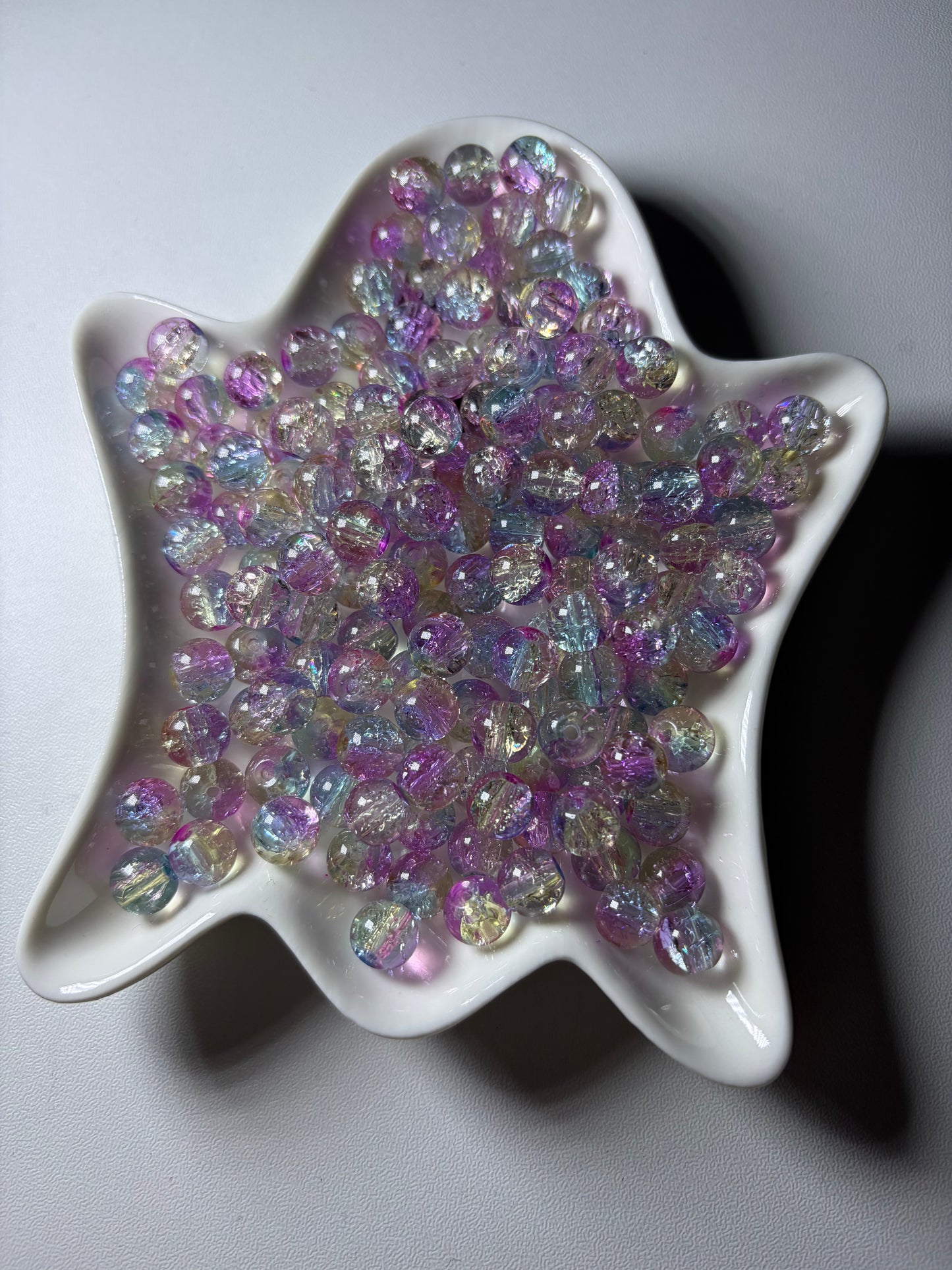 8mm three tone glass crackle beads - 100g