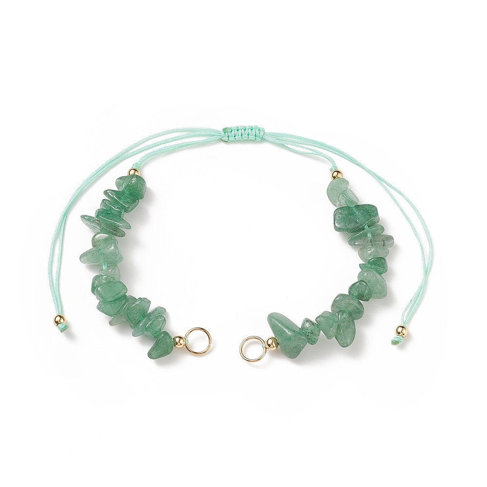 Natural Tumbled Gemstone Chip Beaded - Bracelet Making Adjustable Nylon Thread Braided Bead Link - 13-31cm