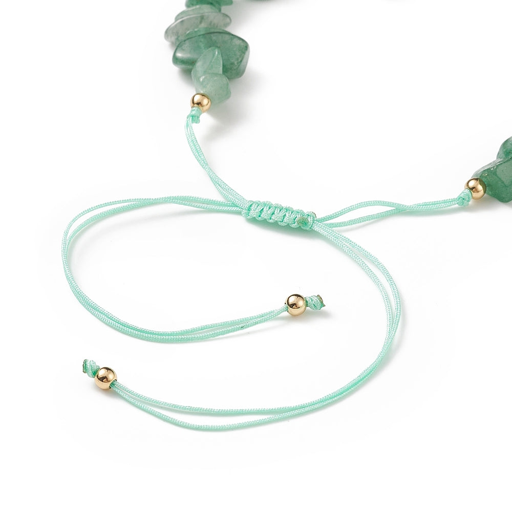Natural Tumbled Gemstone Chip Beaded - Bracelet Making Adjustable Nylon Thread Braided Bead Link - 13-31cm
