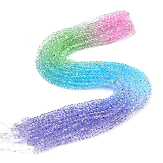 Glass Faceted(32 Facets) Ombré Strand, Round, 4~4.5mm, approx 90pcs per strand