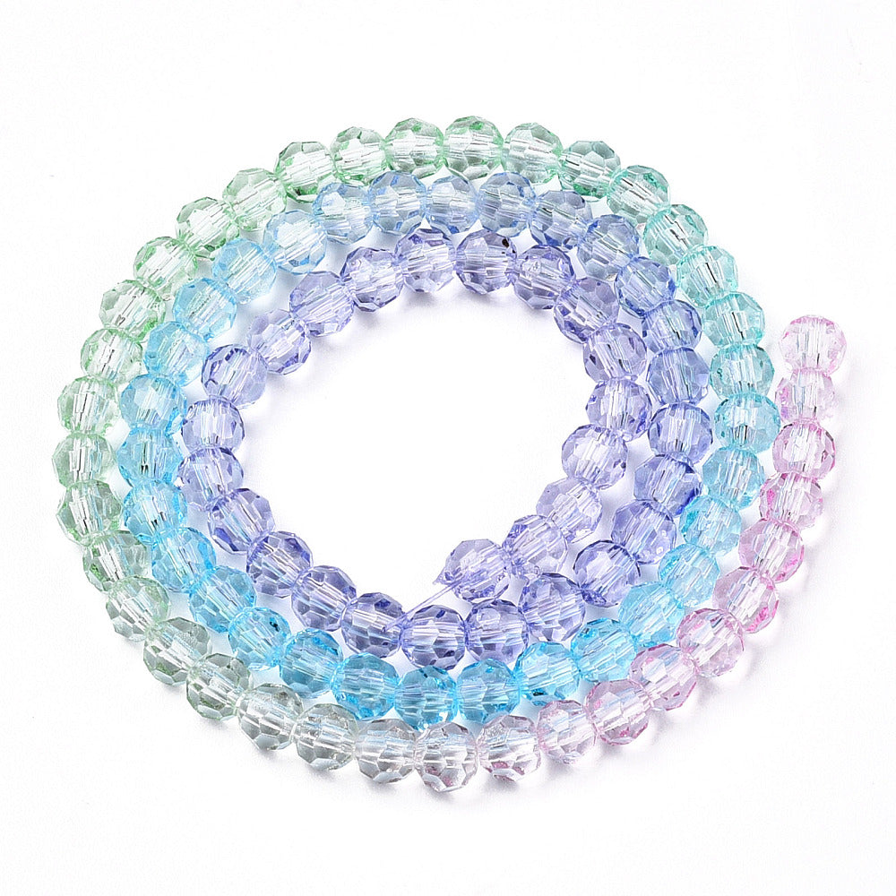 Glass Faceted(32 Facets) Ombré Strand, Round, 4~4.5mm, approx 90pcs per strand