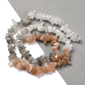 Natural Orange Moonstone & Labradorite & Rainbow Moonstone Crystal Chip Bead Strand