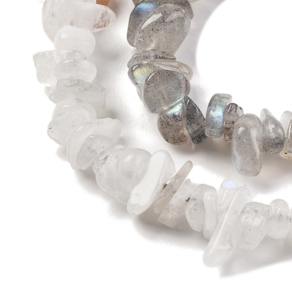 Natural Orange Moonstone & Labradorite & Rainbow Moonstone Crystal Chip Bead Strand