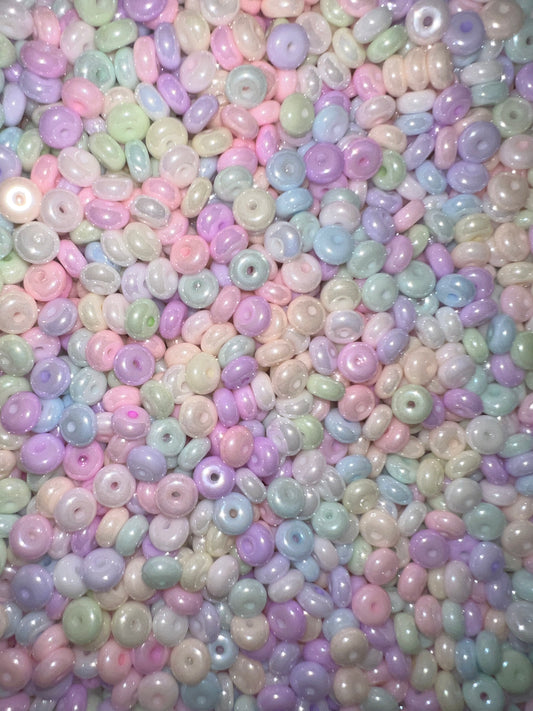Pastel with lustre donut mix - Glass beads - 6.5~3mm - 40g