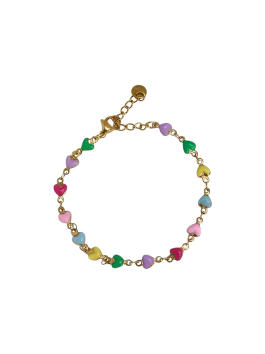 Heart Shaped Chain Bracelet 💚💛🩵🩷❤️💜