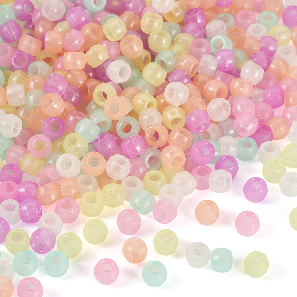 Luminous Transparent Acrylic Beads - Glow in the Dark - Barrel - Mixed Colour - 8x6mm - Hole: 3.5mm - approx 500pcs
