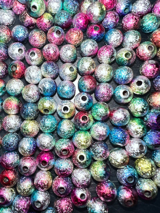 Mixed Colorful Spray Painted Matte - Miracle - Acrylic Beads - 6mm - Approx 200pcs