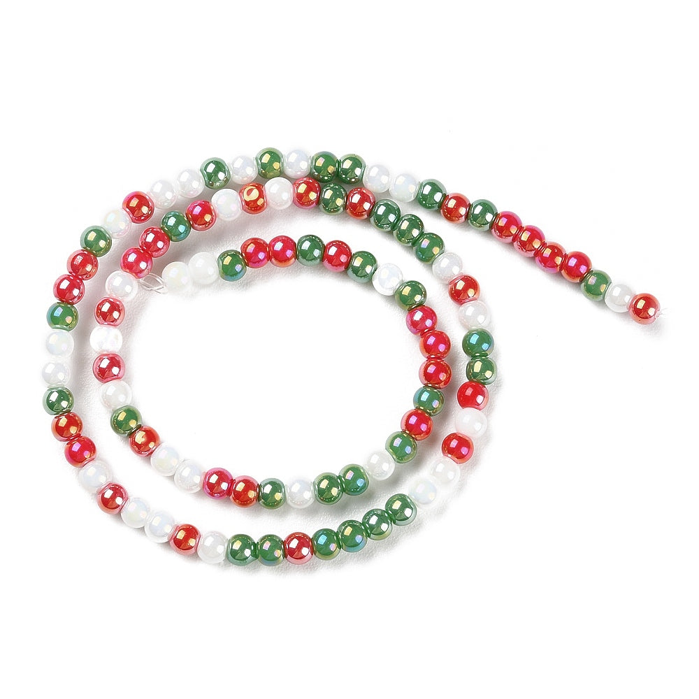 Christmas Theme Opaque Electroplate Glass Beads Strands - AB Color Plated - 4/4.5mm