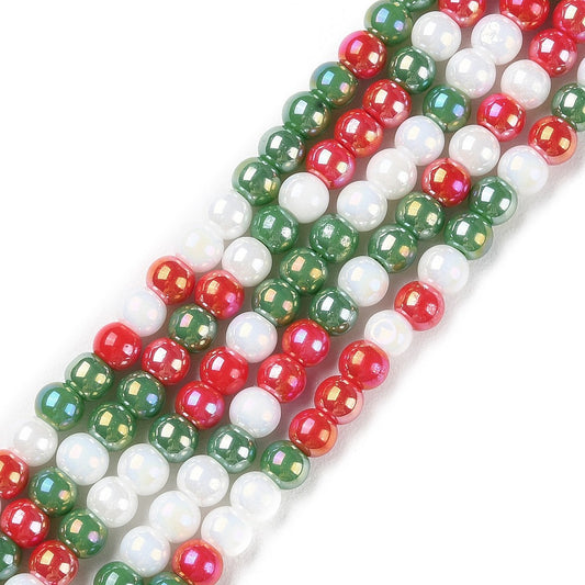 Christmas Theme Opaque Electroplate Glass Beads Strands - AB Color Plated - 4/4.5mm