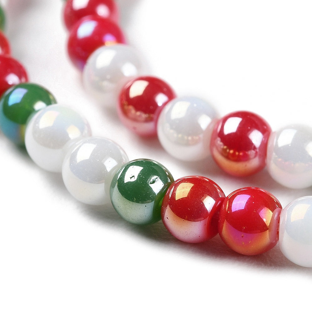 Christmas Theme Opaque Electroplate Glass Beads Strands - AB Color Plated - 4/4.5mm
