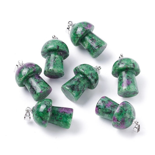 Natural Ruby in Zoisite Pendants, Mushroom 🍄