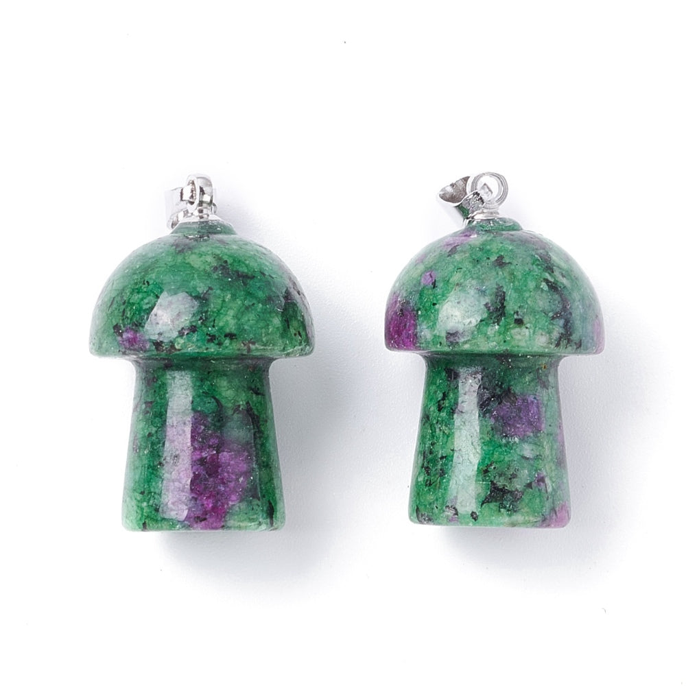 Natural Ruby in Zoisite Pendants, Mushroom 🍄