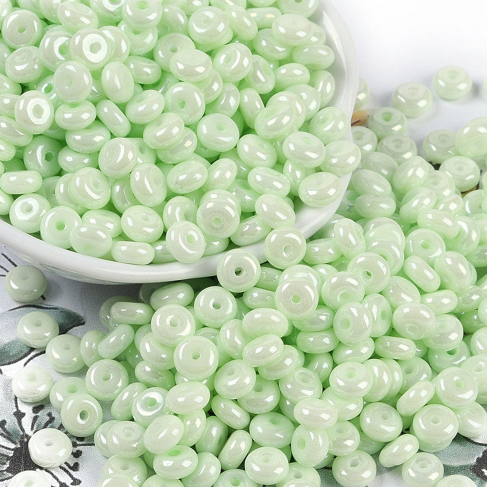 Mélange de perles donuts pastel lustrées - Perles de verre - 6.5~3mm - 40g