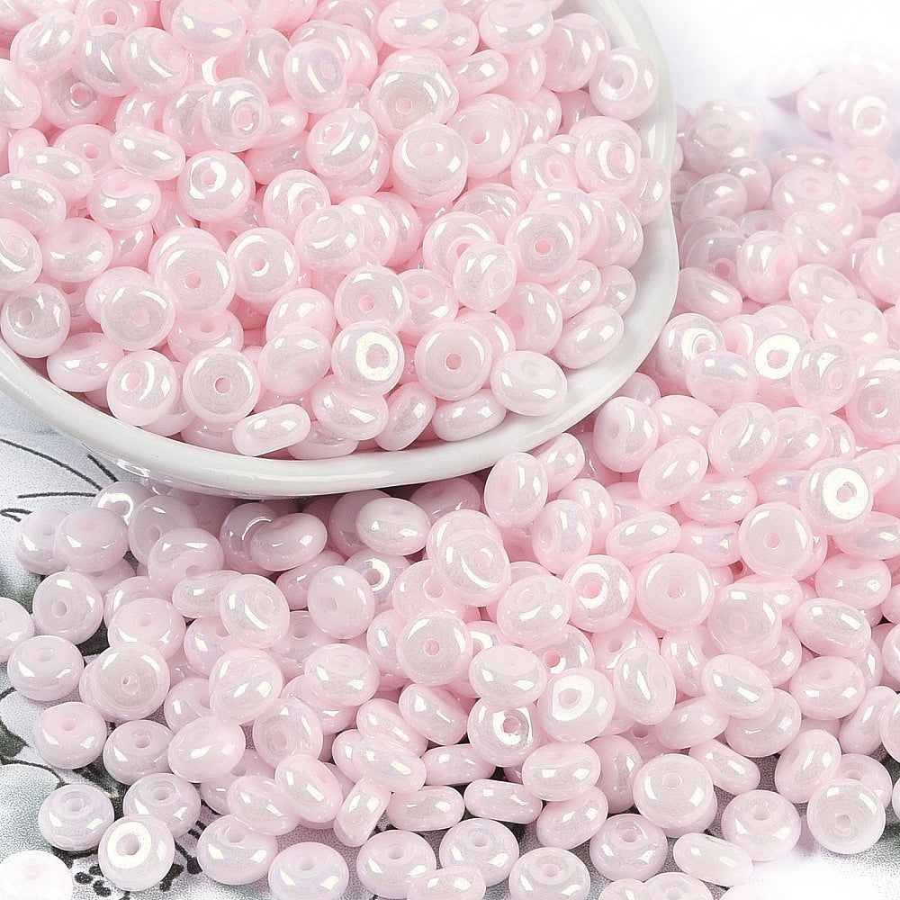 Mélange de perles donuts pastel lustrées - Perles de verre - 6.5~3mm - 40g