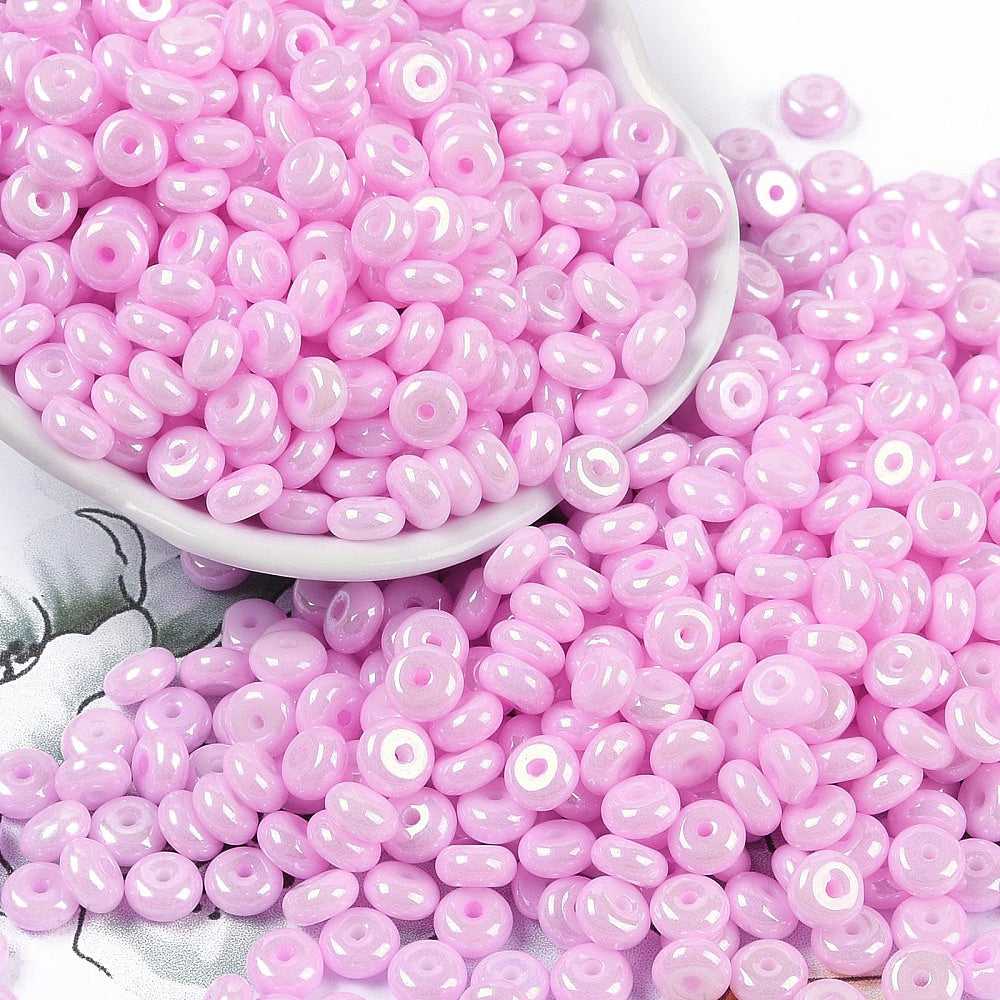 Mélange de perles donuts pastel lustrées - Perles de verre - 6.5~3mm - 40g