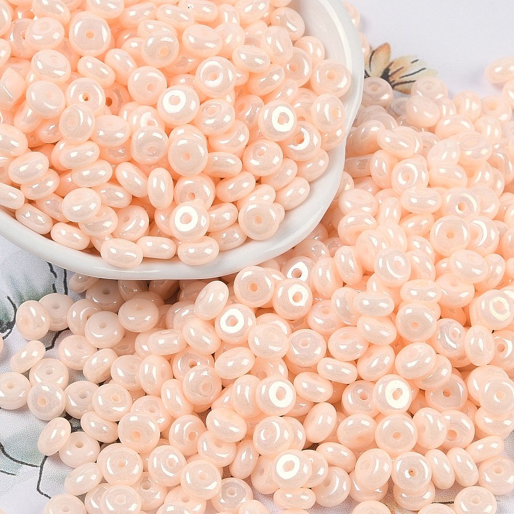 Mélange de perles donuts pastel lustrées - Perles de verre - 6.5~3mm - 40g