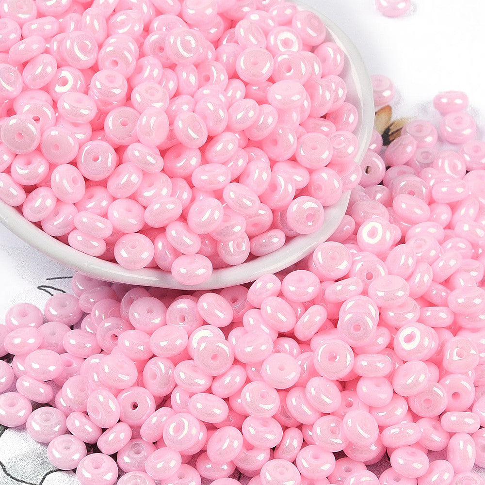 Mélange de perles donuts pastel lustrées - Perles de verre - 6.5~3mm - 40g