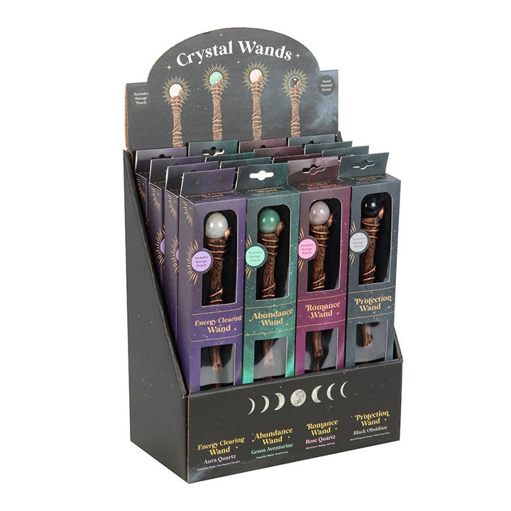 Set of 16 Crystal Wands with Pouches in Display